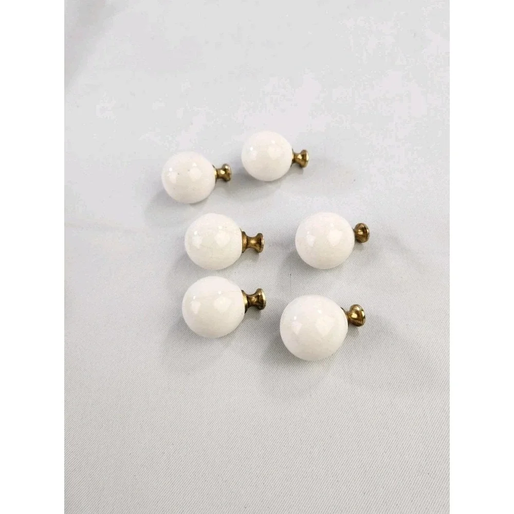 Lot of 6 Amerock 219WHT Allison Vtg Round Knob Dresser Desk Pull Ceramic Handle